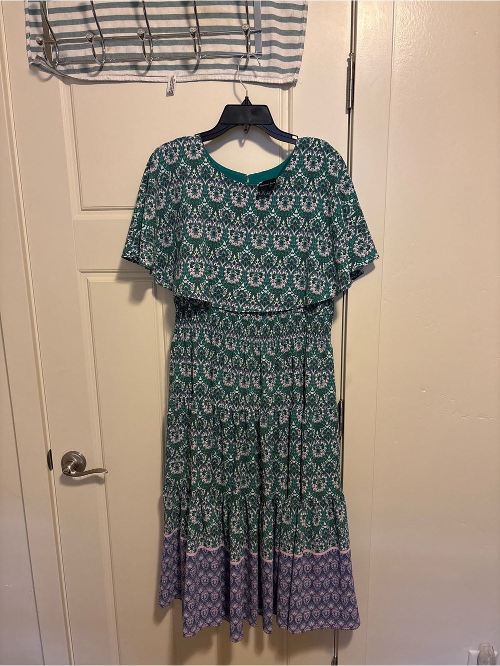 Maison Tara Teal and Lavender Patterned Maxi Dress - Picture 1 of 3